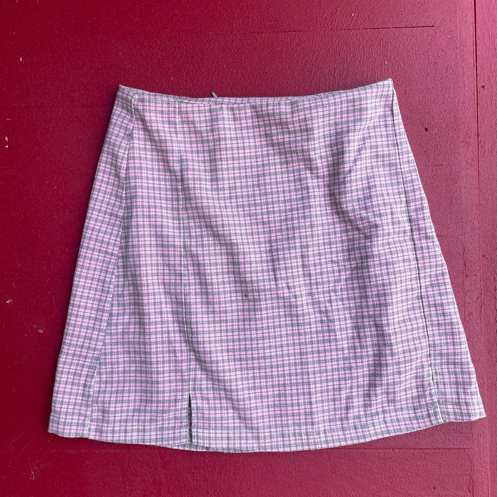 RARE Brandy Melville Pink Plaid Skirt